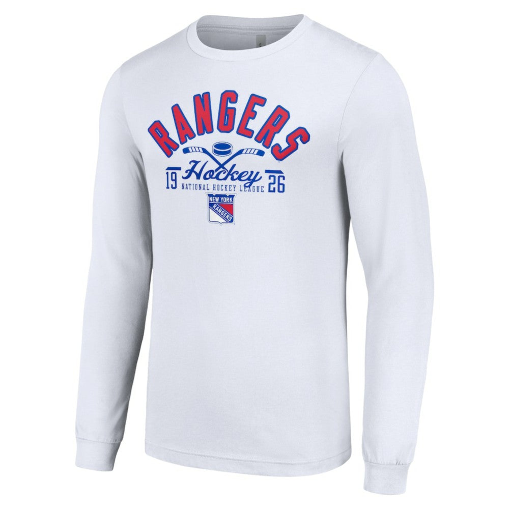 New York Rangers Starter Puck Long Sleeve T-Shirt - White - NHL 200597957