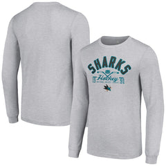 San Jose Sharks Starter Puck Long Sleeve T-Shirt - Heather Gray - NHL 200597958