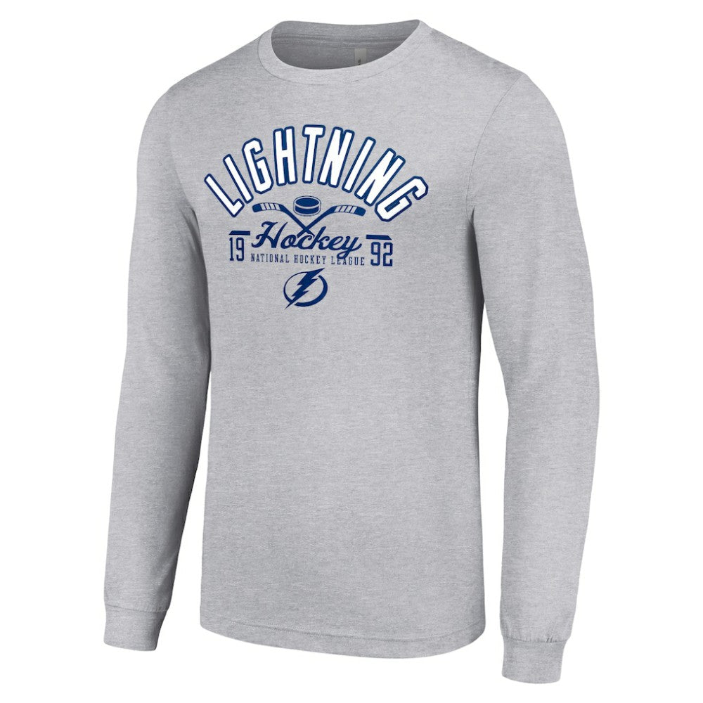 Tampa Bay Lightning Starter Puck Long Sleeve T-Shirt - Heather Gray - NHL 200597963