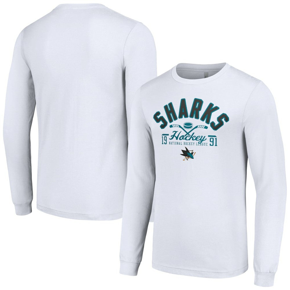 San Jose Sharks Starter Puck Long Sleeve T-Shirt - White - NHL 200597967