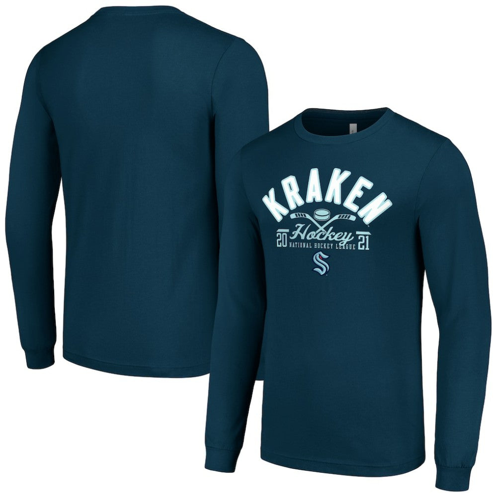 Seattle Kraken Starter Puck Long Sleeve T-Shirt - Deep Sea Blue - NHL 200597984