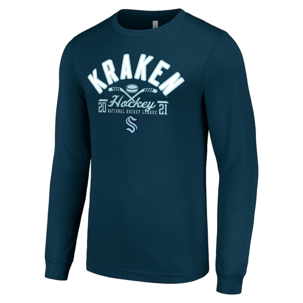 Seattle Kraken Starter Puck Long Sleeve T-Shirt - Deep Sea Blue - NHL 200597984