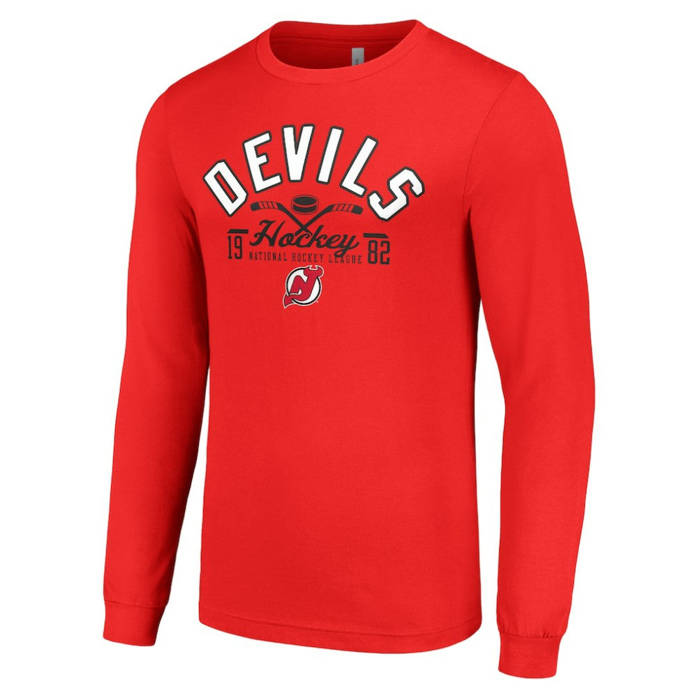 New Jersey Devils Starter Puck Long Sleeve T-Shirt - Red - NHL 200597996