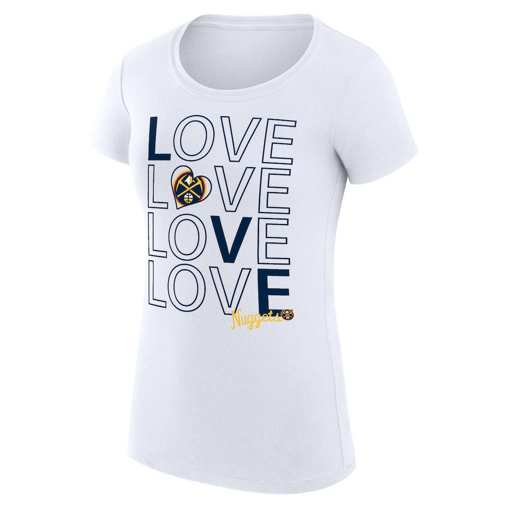 Denver Nuggets G-III 4Her by Carl Banks Women's Super-Slim Fit Lightweight Basketball Love T-Shirt White