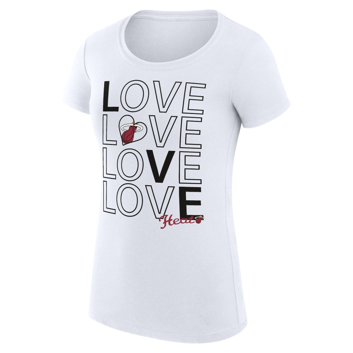 Miami Heat G-III 4Her by Carl Banks Women's Super-Slim Fit Lightweight Basketball Love T-Shirt White