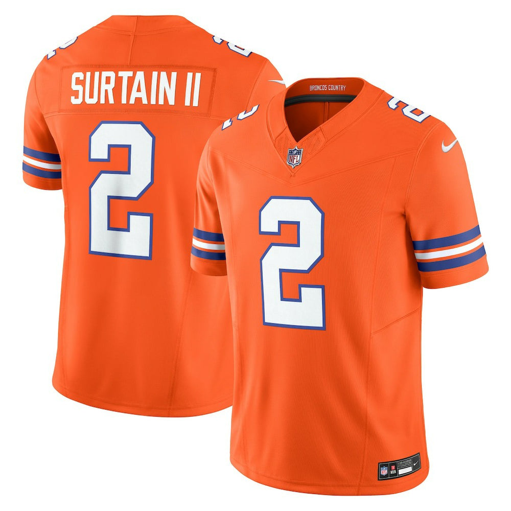 Nike Patrick Surtain II Denver Broncos Alternate Mile High Collection 1977 Throwback Vapor F.U.S.E. Limited Jersey Orange