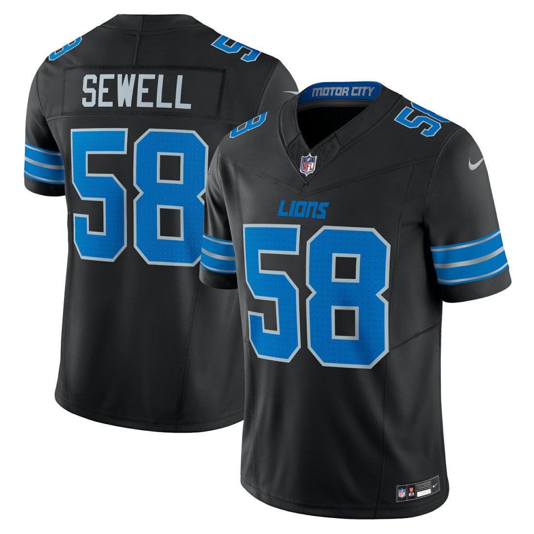Nike Penei Sewell Detroit Lions Vapor F.U.S.E. Alternate Limited Jersey Black