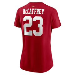Nike Christian McCaffrey San Francisco 49ers Women's Player Name & Number T-Shirt Scarlet