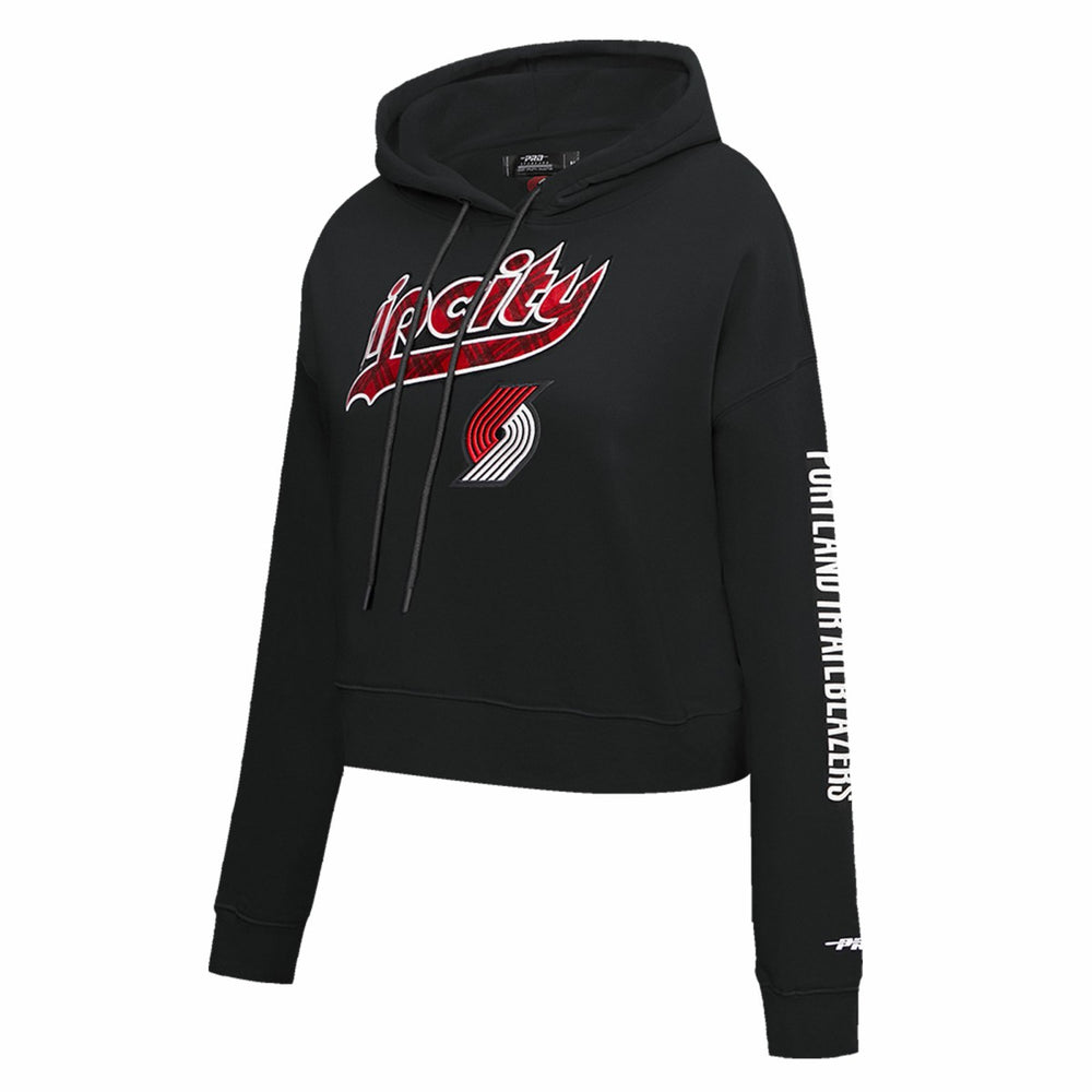 Portland Trail Blazers Pro Standard Women's 2023/24 City Edition Cropped Pullover Hoodie Black
