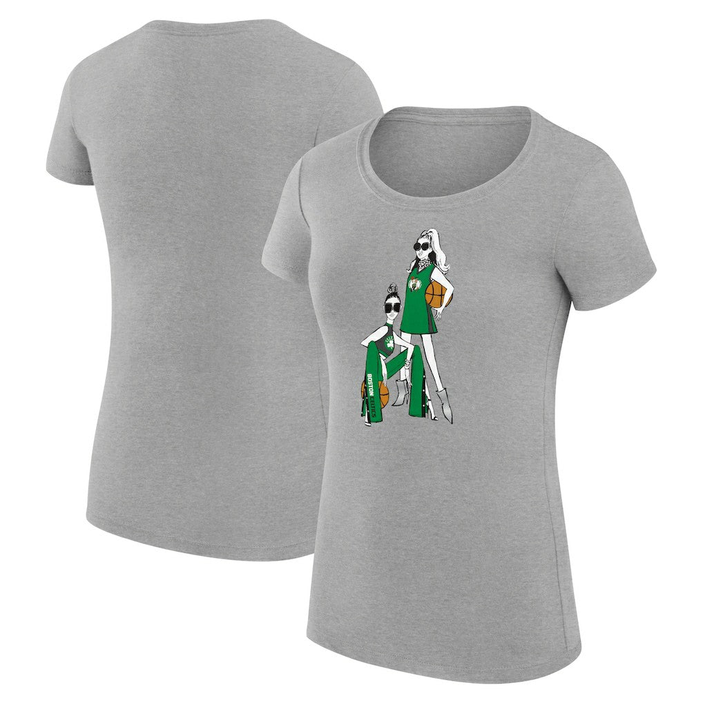 Boston Celtics G-III 4Her by Carl Banks Women's Super-Slim Fit Lightweight Basketball Girls T-Shirt Heather Gray