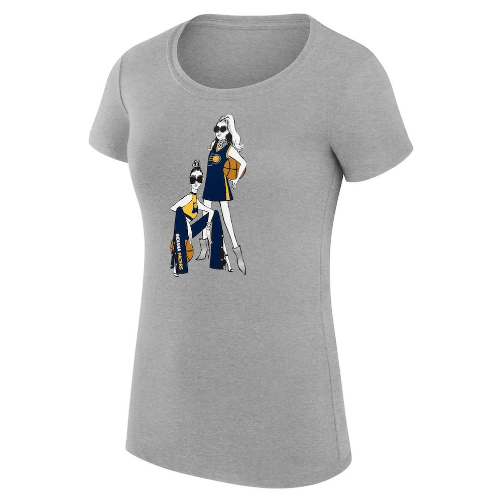 Indiana Pacers G-III 4Her by Carl Banks Women's Super-Slim Fit Lightweight Basketball Girls T-Shirt Heather Gray