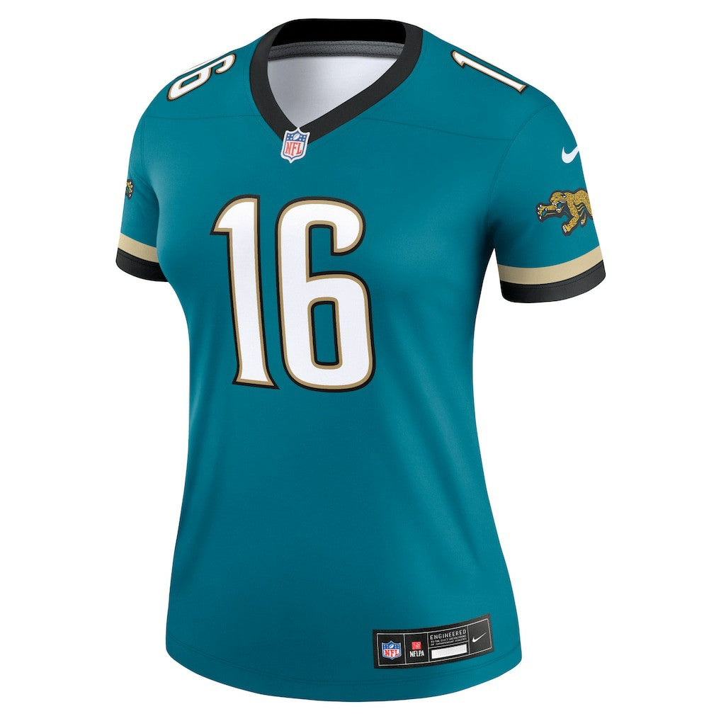 Nike Trevor Lawrence Jacksonville Jaguars Women's Alternate Legend Player Performance Top Prowler Throwback Teal