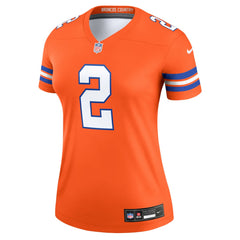 Nike Patrick Surtain II Denver Broncos Women's Alternate Legend Player Performance Top Mile High Collection 1977 Throwback Orange