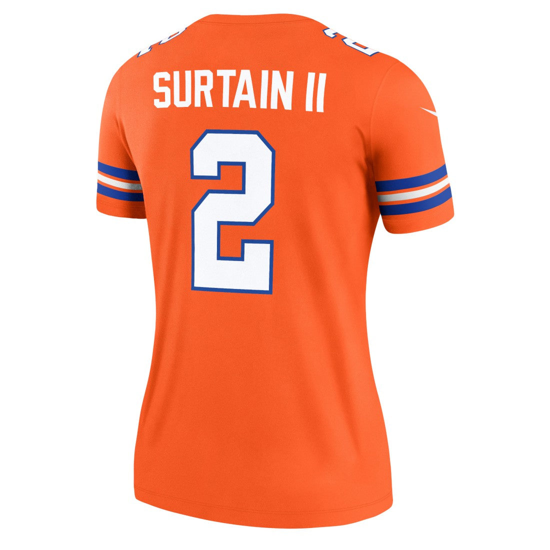 Nike Patrick Surtain II Denver Broncos Women's Alternate Legend Player Performance Top Mile High Collection 1977 Throwback Orange
