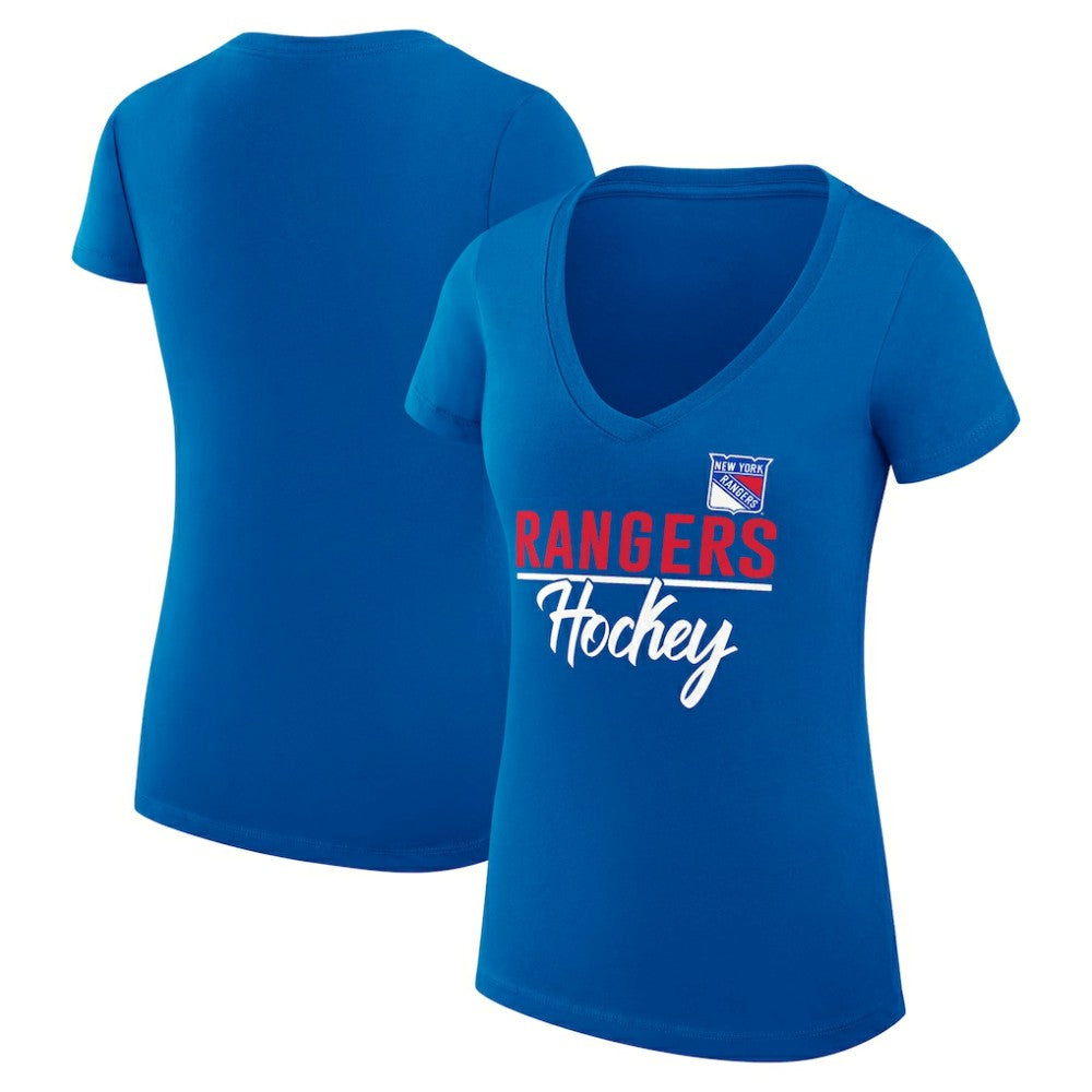 New York Rangers G-III 4Her by Carl Banks Women's Super-Slim Fit Lightweight Team Sport V-Neck T-Shirt - Blue - NHL 200602610