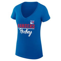 New York Rangers G-III 4Her by Carl Banks Women's Super-Slim Fit Lightweight Team Sport V-Neck T-Shirt - Blue - NHL 200602610