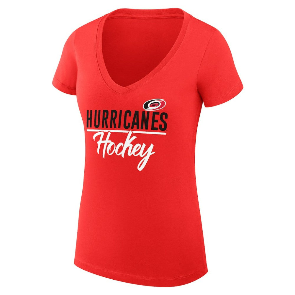 Carolina Hurricanes G-III 4Her by Carl Banks Women's Super-Slim Fit Lightweight Graphic V-Neck T-Shirt - Red - NHL 200602623