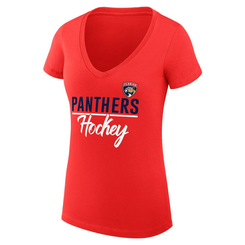 Florida Panthers G-III 4Her by Carl Banks Women's Super-Slim Fit Lightweight Graphic V-Neck T-Shirt - Red - NHL 200602626