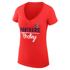 Florida Panthers G-III 4Her by Carl Banks Women's Super-Slim Fit Lightweight Graphic V-Neck T-Shirt - Red - NHL 200602626