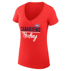 Montreal Canadiens G-III 4Her by Carl Banks Women's Super-Slim Fit Lightweight Graphic V-Neck T-Shirt - Red - NHL 200602627