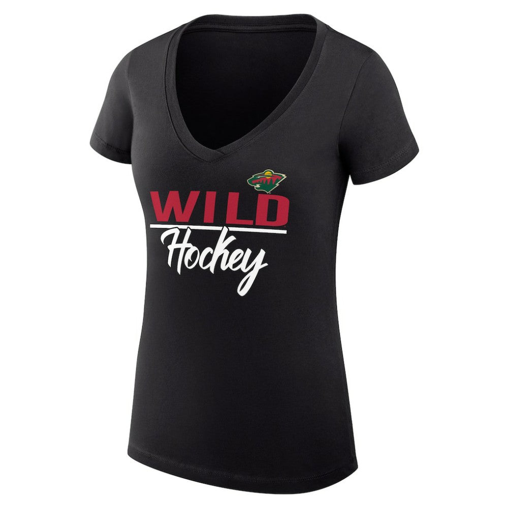Minnesota Wild G-III 4Her by Carl Banks Women's Super-Slim Fit Lightweight Graphic V-Neck T-Shirt - Black - NHL 200602640