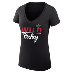 Minnesota Wild G-III 4Her by Carl Banks Women's Super-Slim Fit Lightweight Graphic V-Neck T-Shirt - Black - NHL 200602640