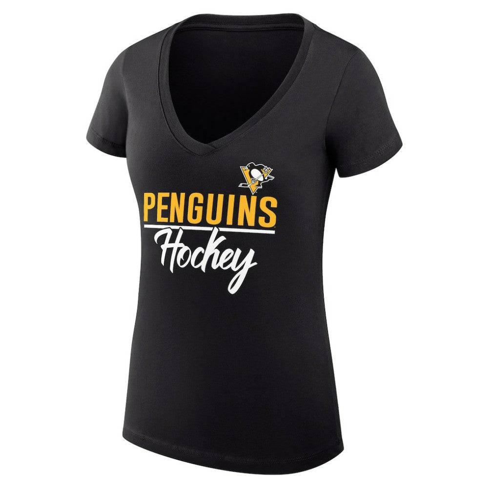 Pittsburgh Penguins G-III 4Her by Carl Banks Women's Super-Slim Fit Lightweight Graphic V-Neck T-Shirt - Black - NHL 200602645