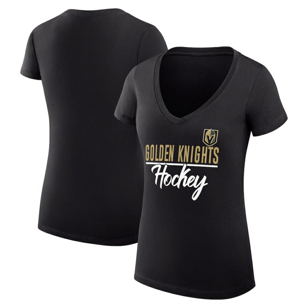 Vegas Golden Knights G-III 4Her by Carl Banks Women's Super-Slim Fit Lightweight Graphic V-Neck T-Shirt - Black - NHL 200602648