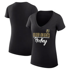 Vegas Golden Knights G-III 4Her by Carl Banks Women's Super-Slim Fit Lightweight Graphic V-Neck T-Shirt - Black - NHL 200602648