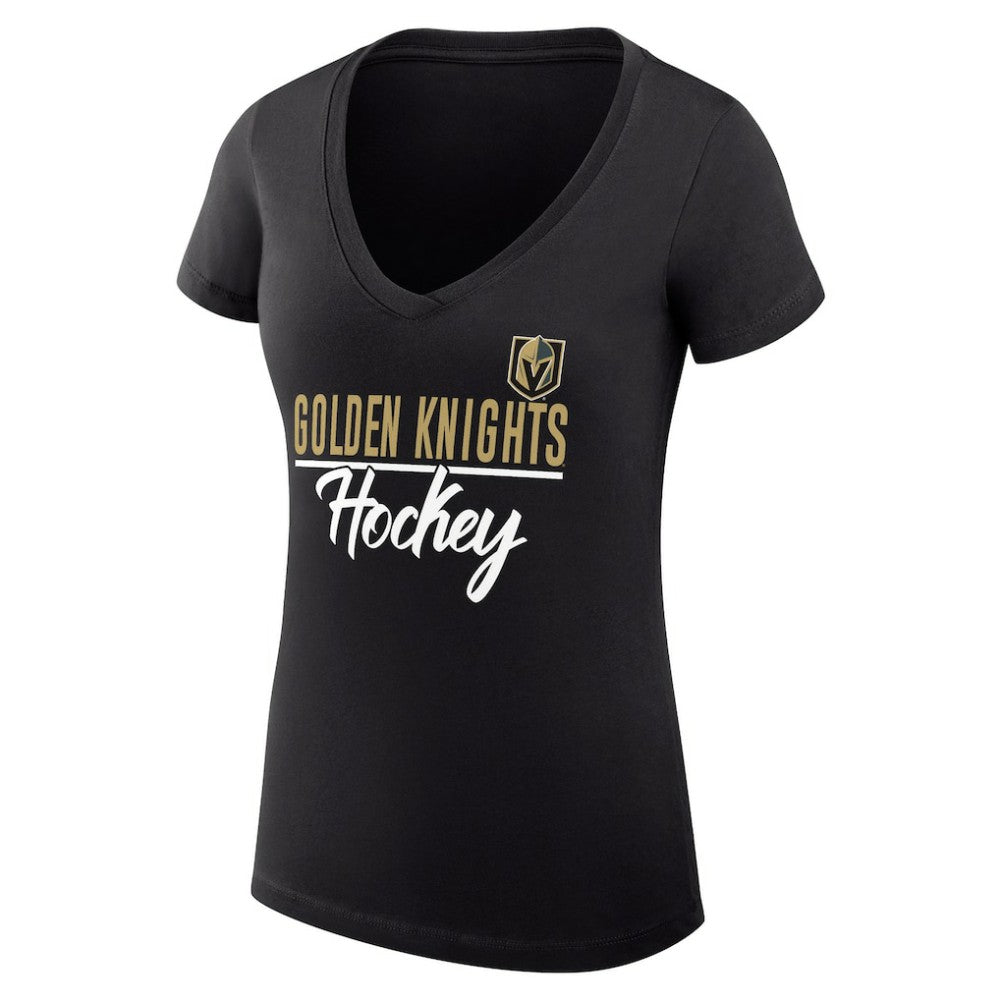 Vegas Golden Knights G-III 4Her by Carl Banks Women's Super-Slim Fit Lightweight Graphic V-Neck T-Shirt - Black - NHL 200602648