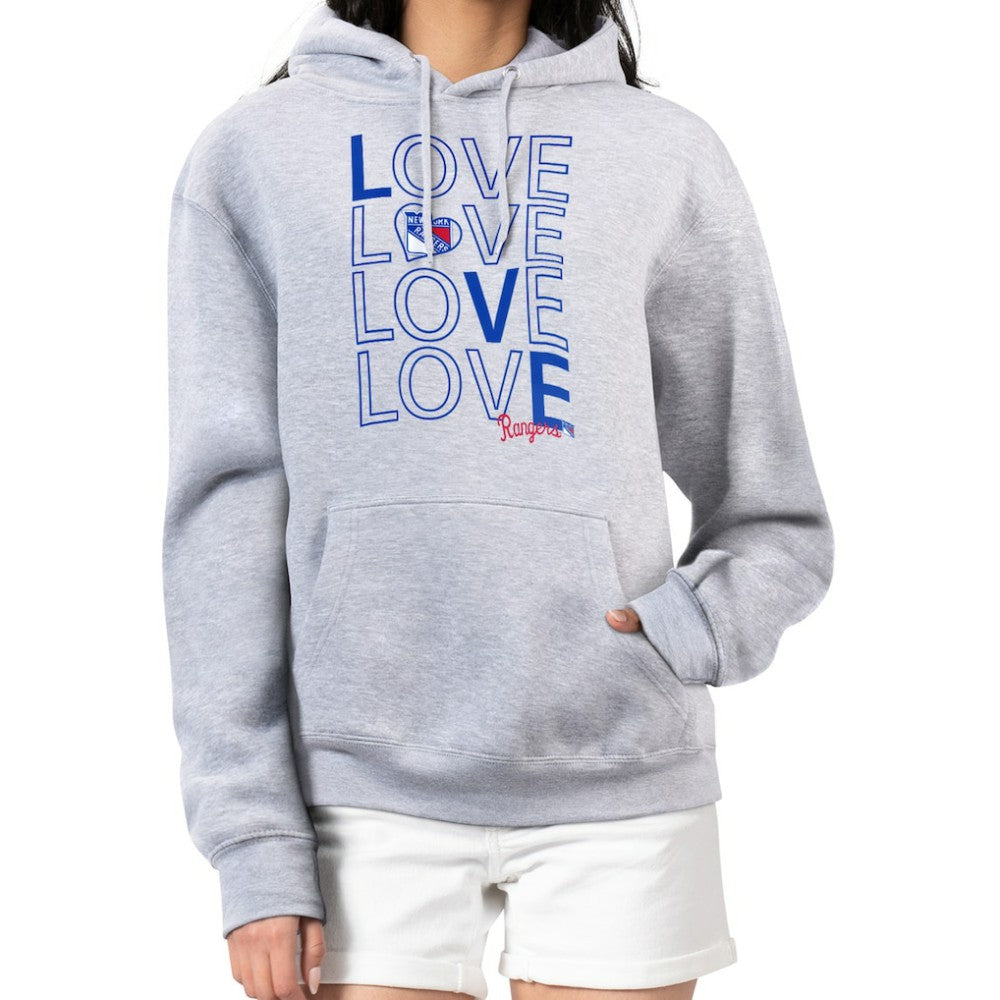 New York Rangers G-III 4Her by Carl Banks Women's Hockey Love Fleece Pullover Hoodie - Gray - NHL 200607257