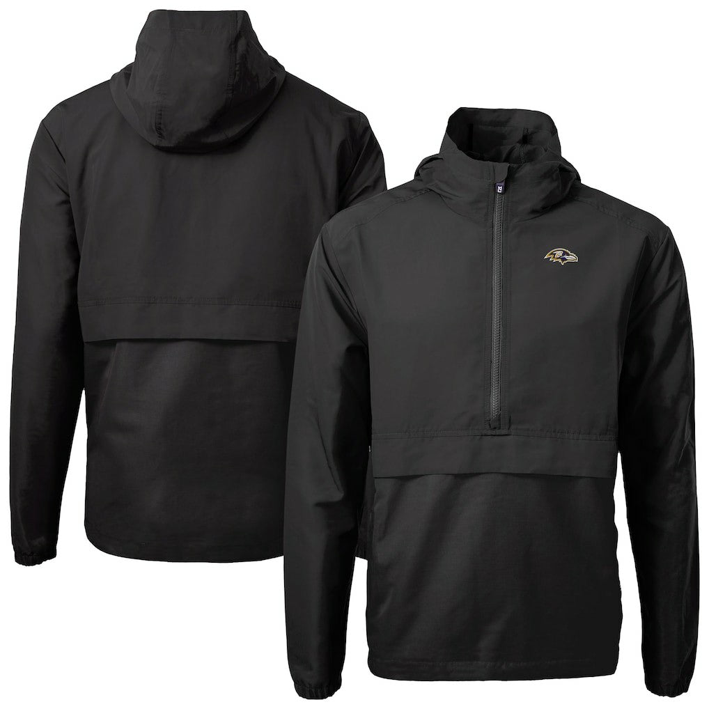 Baltimore Ravens Cutter & Buck Charter Eco Recycled Anorak Half-Zip Jacket Black