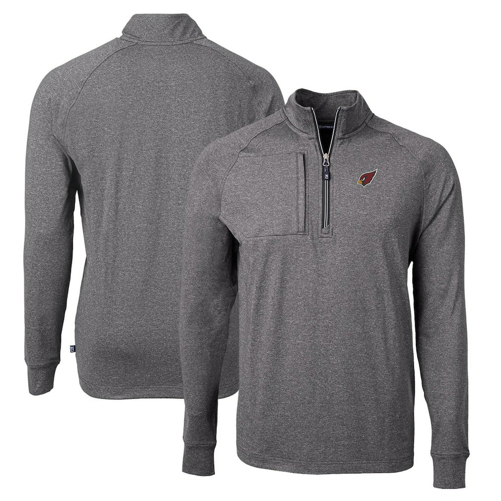 Arizona Cardinals Cutter & Buck Adapt Eco Knit Quarter-Zip Pullover Top Heather Black