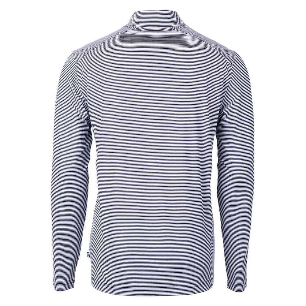 Chicago Bears Cutter & Buck Virtue Eco Pique Micro Stripe Recycled Quarter-Zip Pullover Top Navy/White