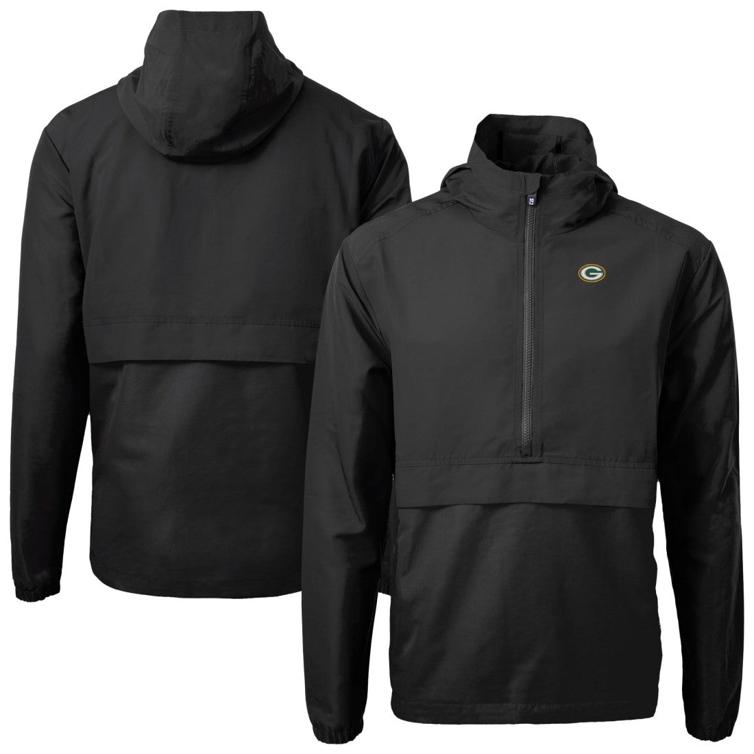 Green Bay Packers Cutter & Buck Charter Eco Recycled Anorak Half-Zip Jacket Black