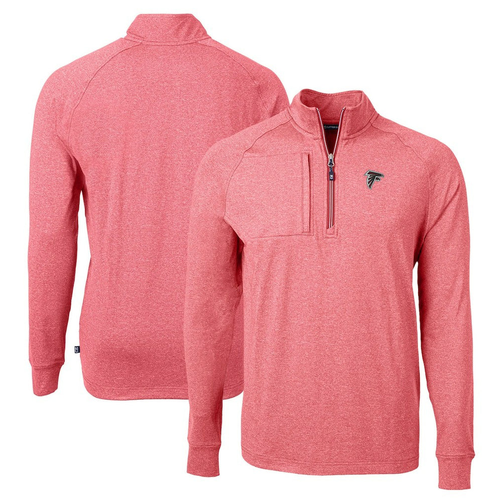 Atlanta Falcons Cutter & Buck Adapt Eco Knit Quarter-Zip Pullover Top Heather Red