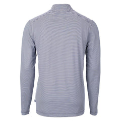 Denver Broncos Cutter & Buck Virtue Eco Pique Micro Stripe Recycled Quarter-Zip Pullover Top Navy/White