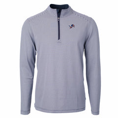 Detroit Lions Cutter & Buck Virtue Eco Pique Micro Stripe Recycled Quarter-Zip Pullover Top Navy/White