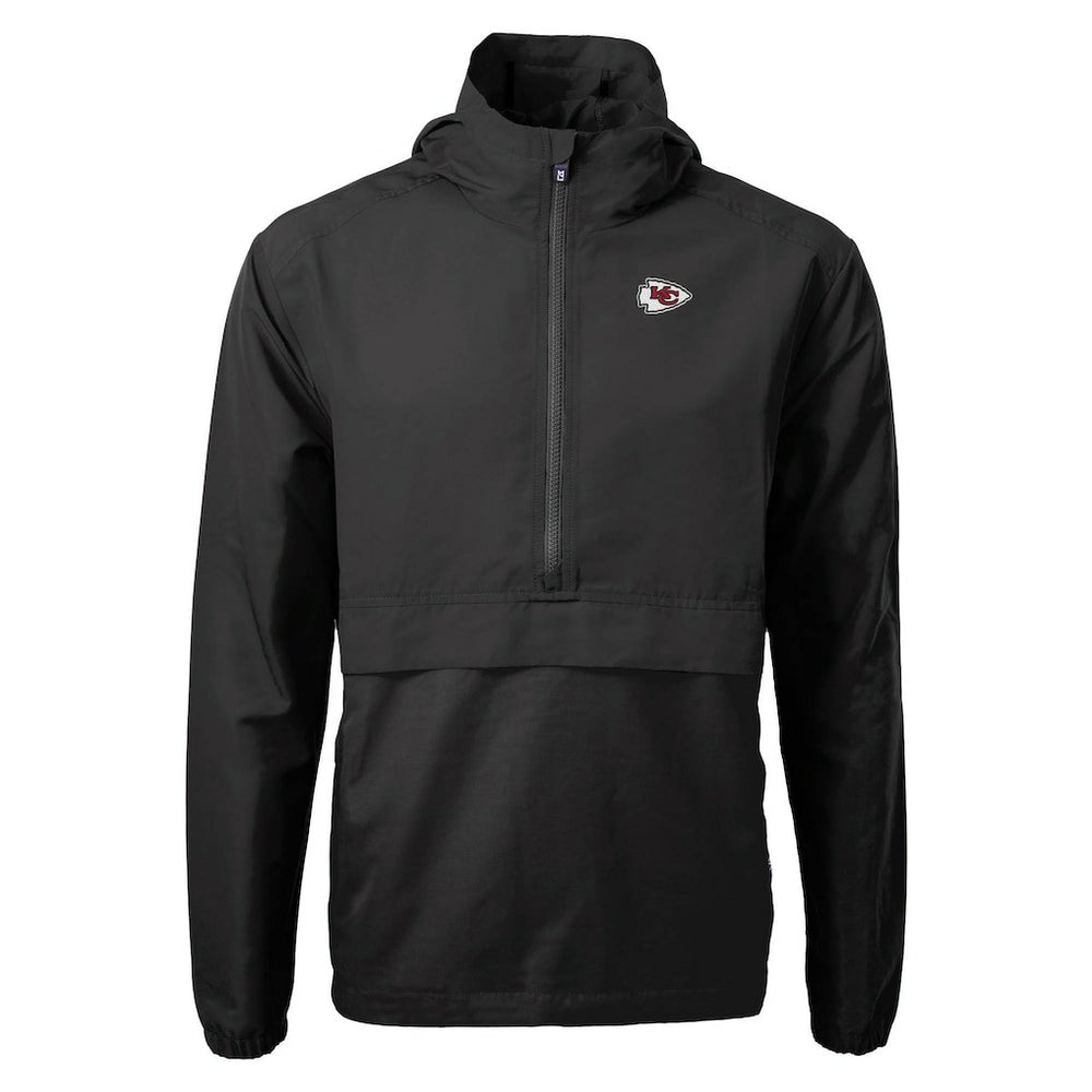 Kansas City Chiefs Cutter & Buck Charter Eco Recycled Anorak Half-Zip Jacket Black