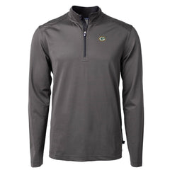 Green Bay Packers Cutter & Buck Virtue Eco Pique Micro Stripe Recycled Quarter-Zip Pullover Top Black/Gray
