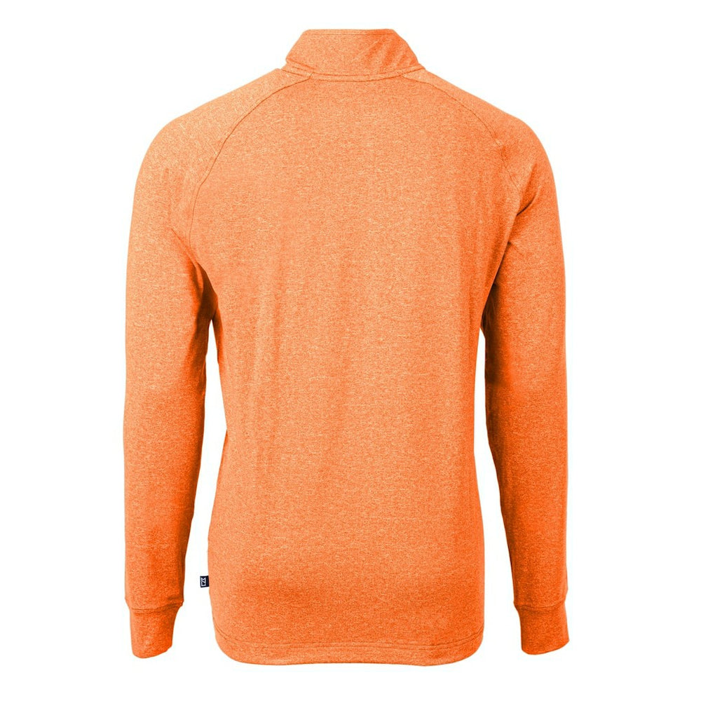 Chicago Bears Cutter & Buck Adapt Eco Knit Quarter-Zip Pullover Top Heather Orange