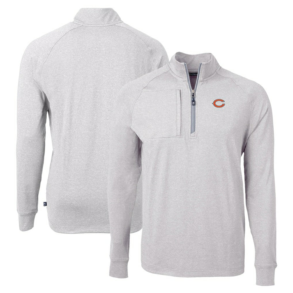 Chicago Bears Cutter & Buck Adapt Eco Knit Quarter-Zip Pullover Top Heather Gray