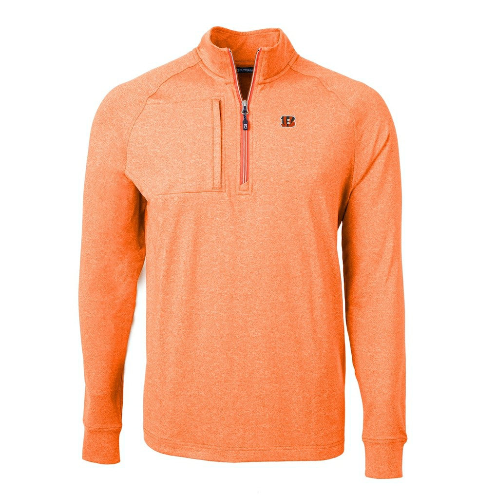 Cincinnati Bengals Cutter & Buck Adapt Eco Knit Quarter-Zip Pullover Top Heather Orange