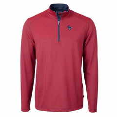 Houston Texans Cutter & Buck Virtue Eco Pique Micro Stripe Recycled Quarter-Zip Pullover Top Red/Navy