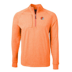 Cleveland Browns Cutter & Buck Adapt Eco Knit Quarter-Zip Pullover Top Heather Orange