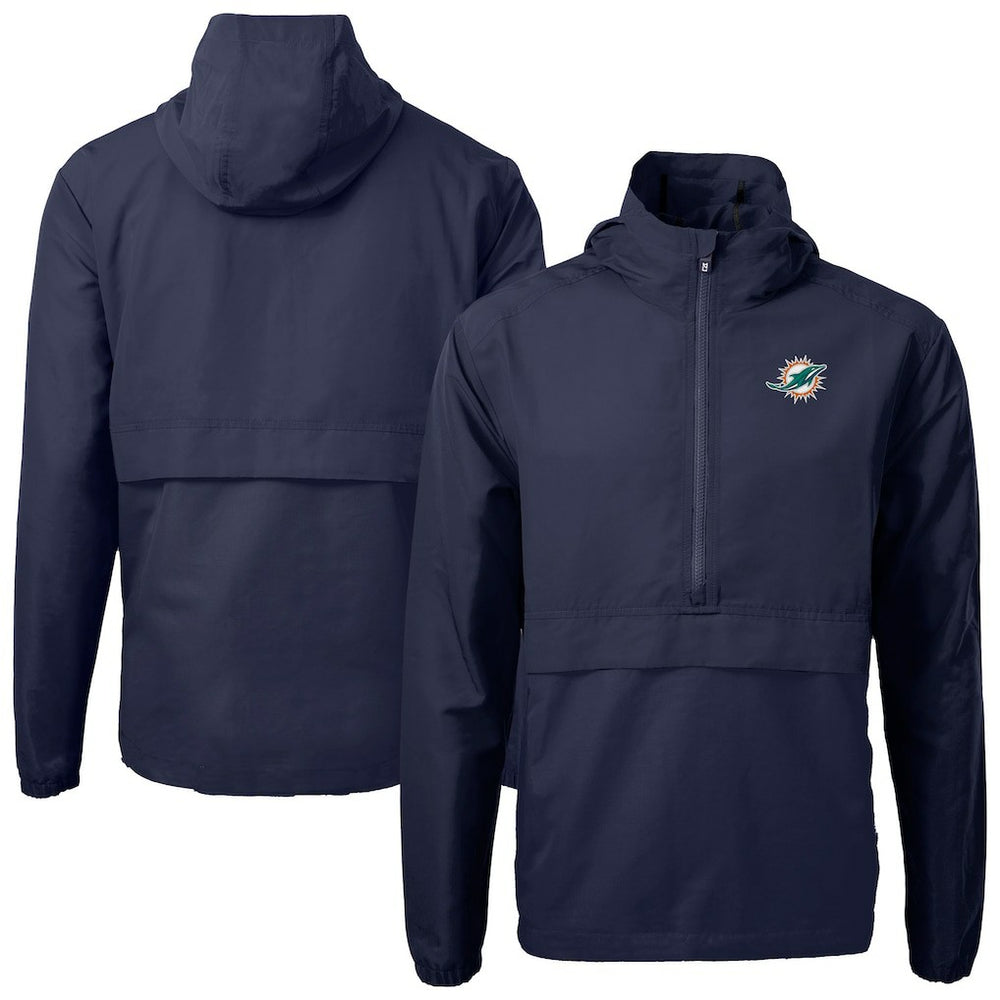 Miami Dolphins Cutter & Buck Charter Eco Recycled Anorak Half-Zip Jacket Blue