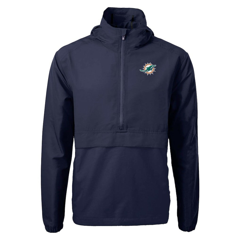 Miami Dolphins Cutter & Buck Charter Eco Recycled Anorak Half-Zip Jacket Blue