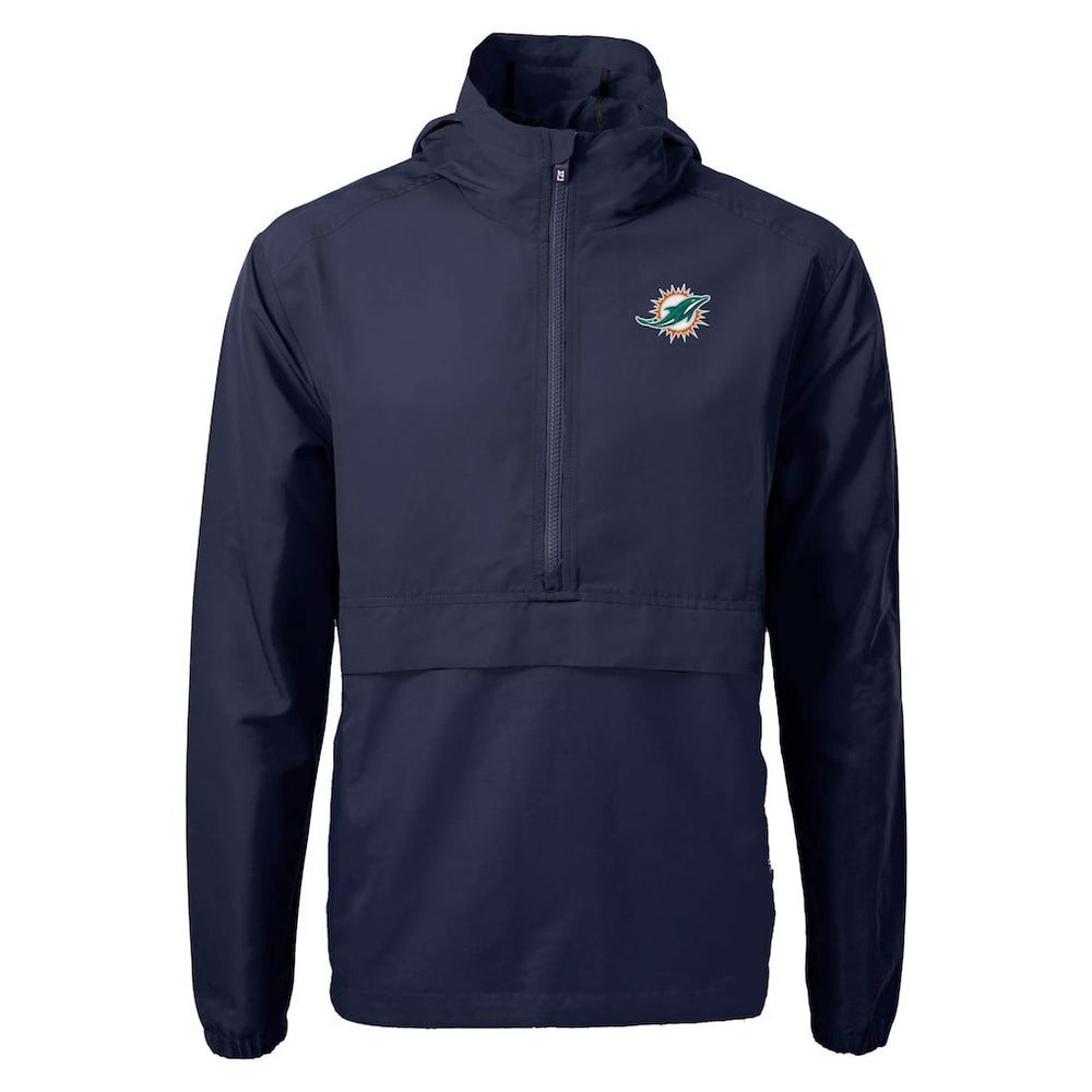 Miami Dolphins Cutter & Buck Charter Eco Recycled Anorak Half-Zip Jacket Blue