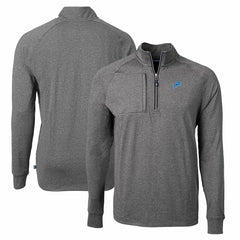 Detroit Lions Cutter & Buck Adapt Eco Knit Quarter-Zip Pullover Top Heather Black