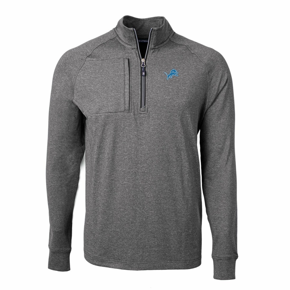 Detroit Lions Cutter & Buck Adapt Eco Knit Quarter-Zip Pullover Top Heather Black